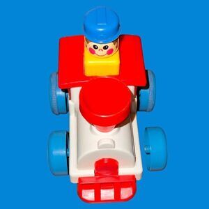 Vintage Push N Go Cho Cho Train White & Red Tomy Toys 1975 Works B9